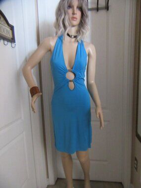 Blue Halter Dress Size M Sirens As is